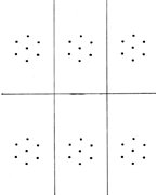 Figure 2: Template of hexagonal array to guide the cutting of wells in the gel layer; the dots should be 2 mm in diameter and are 17 mm apart, on center. (Courtesy D. Schadler)  